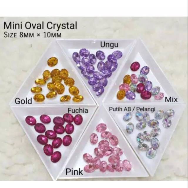 MINI OVAL CRYSTAL COLOUR 10MM | BAHAN HIASAN TASBIH DIGITAL &amp; NAIL ART