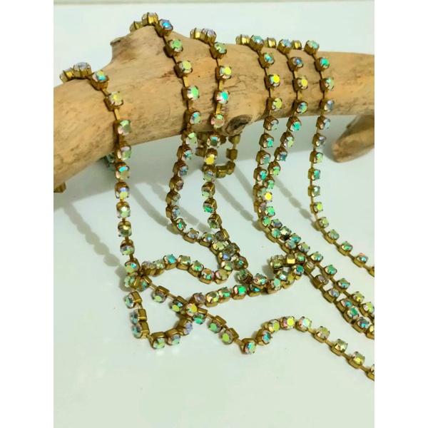 Payet Permata/Diamond cangkang renteng rapat pelangi gold