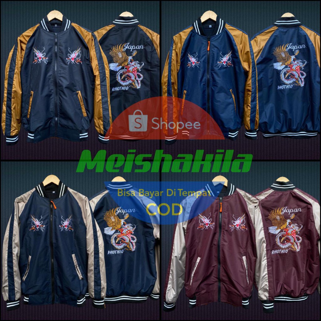 JAKET PARASUT SUKAJAN MOTIF BORDIR DRAGON JEPANG PREMIUM