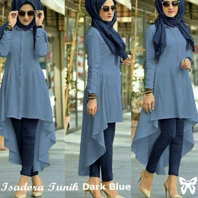 BAJU ATASAN MUSLIM TUNIK ISADORA TUNIK MUSLIM WANITA FASHION WANITA - Putih, L