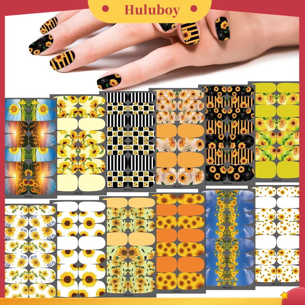 Huluboy Huluboy♡ Stiker Kuku Motif Bunga Matahari Untuk Manicure