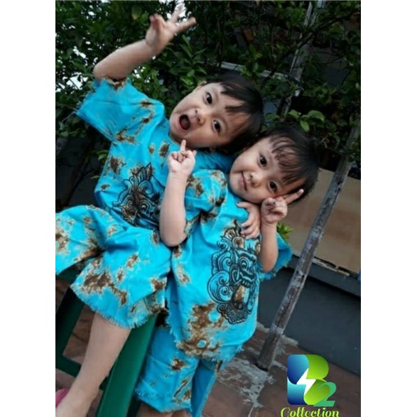 Setelan baju anak motif barong khas pulau bali