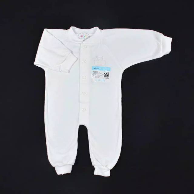 MIYO 1 Pcs Baju Kodok Panjang Rib Buka Kaki Bayi PUTIH New Born (0-3M) | Sleepsuit