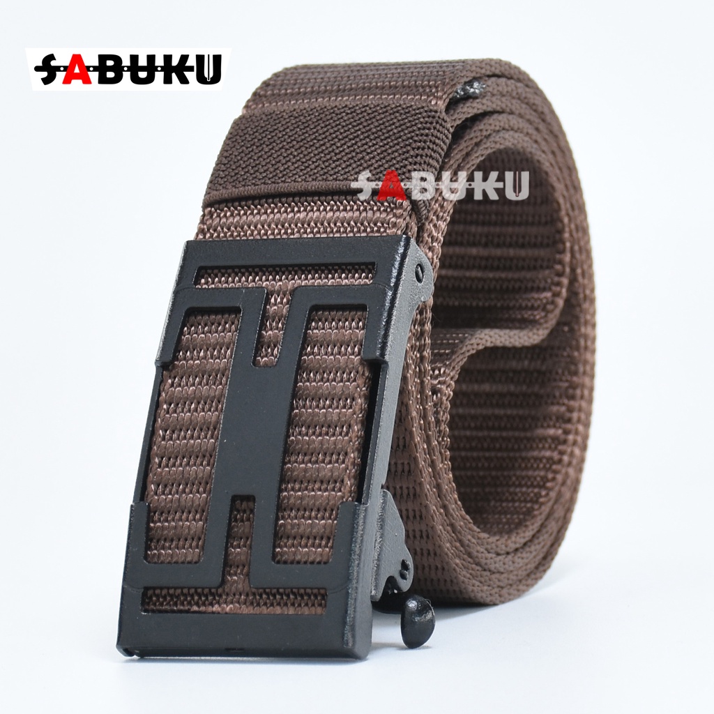 Ikat Pinggang Pria Canvas Kain Nylon Men Belt Nylon Canvas Kepala Logam Besi Men Belt - 165