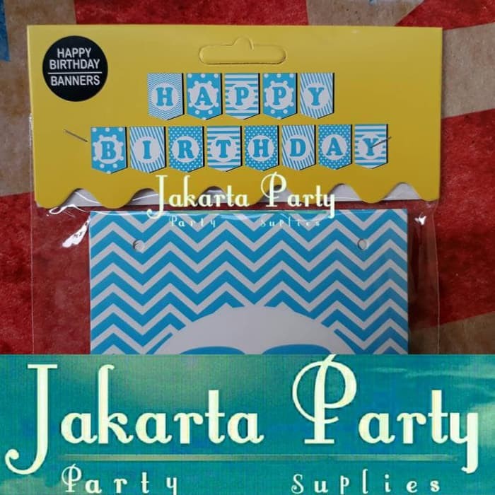 Banner Happy Birthday Biru Mix / Bunting Flag / Party Flag / Banner