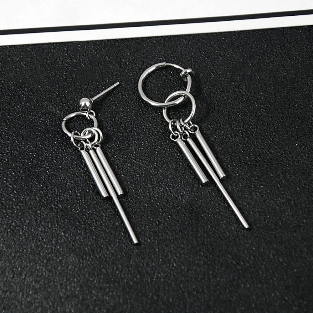 Mxbeauty Anting Pria New Hip hop Wanita Bar Bulat Korea Klip Earring