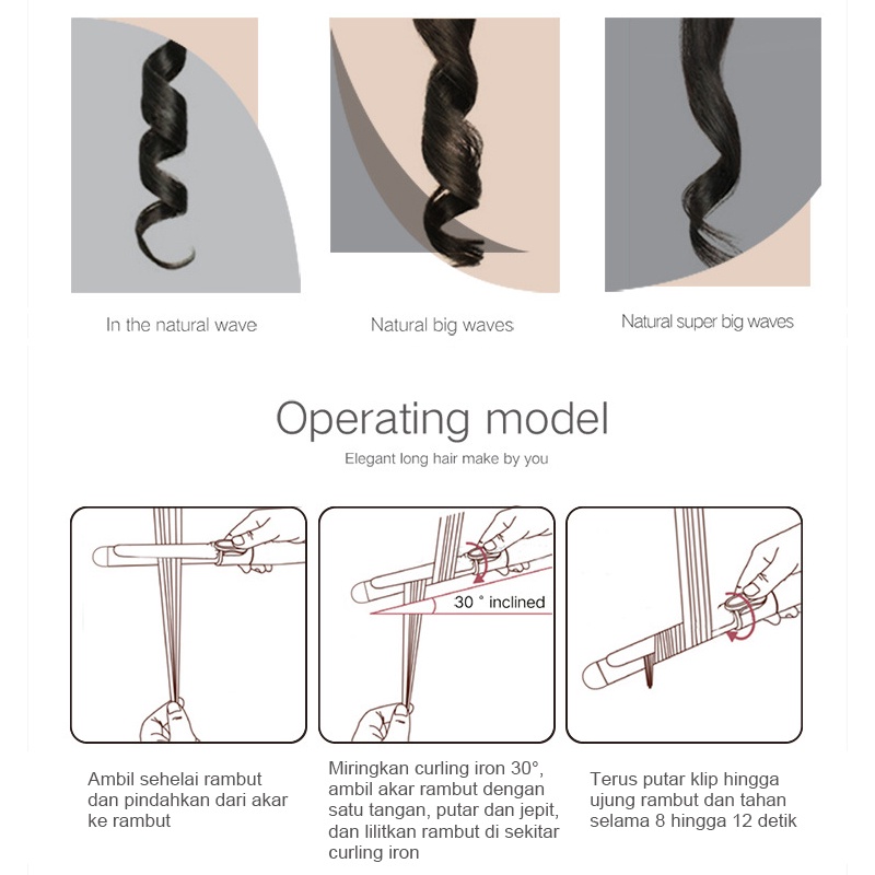 2 in 1 32mm Curly Rambut Catokan rambut keramik Alat Rambut Salon Curling iron