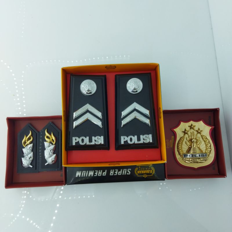 SEPAKET PANGKAT POLRI BRIPTU FULL AKRILIK DOVE + MONOGRAM + KEWENANGAN