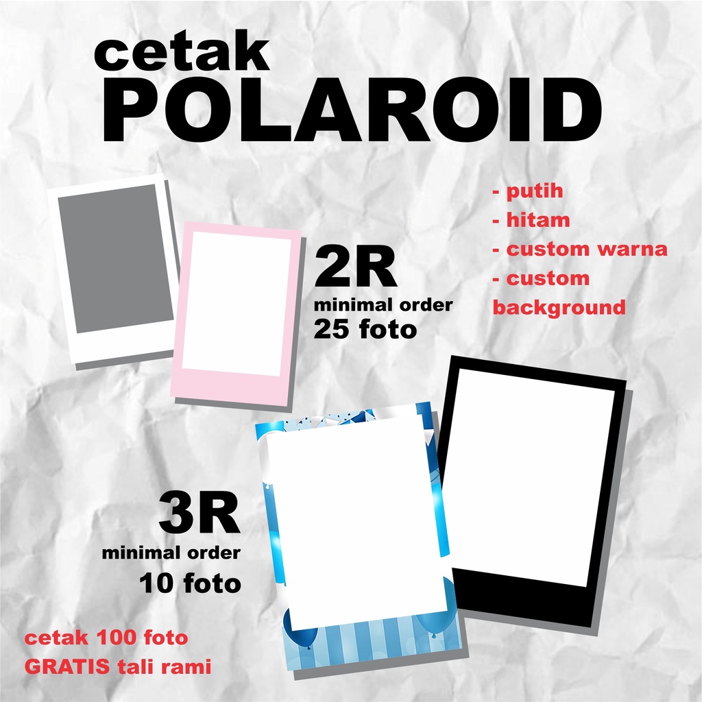 Jual Cetak Foto Polaroid 2r 3r Polos Black Background Custom Shopee Indonesia 1111