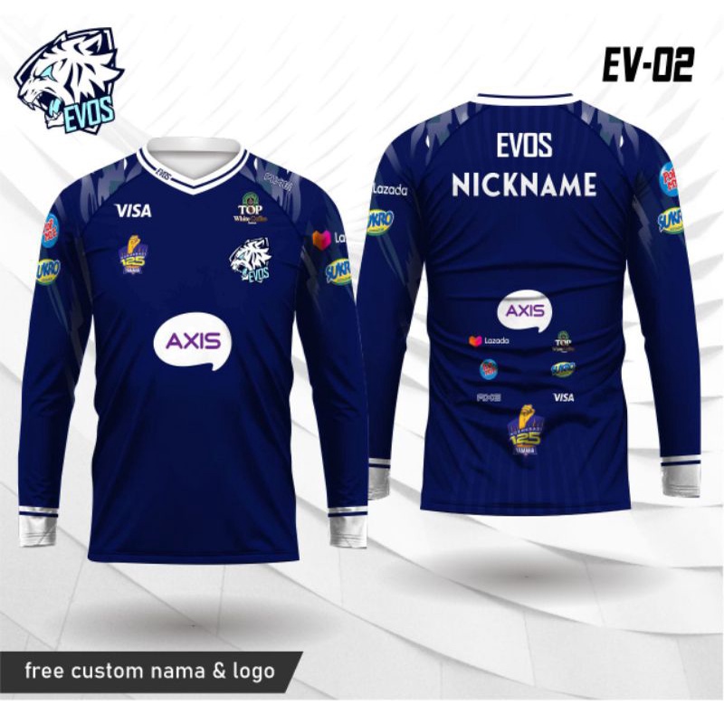 Baju EVOS FF/PUBG/ML Lengan Panjang Game E Sport