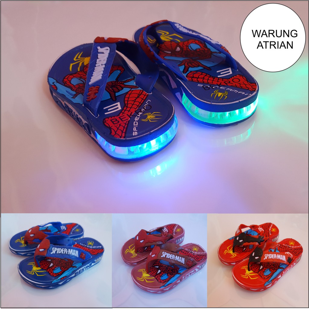  Sendal  anak Led Spiderman Bisa nyala  1 sampai 6 tahun 