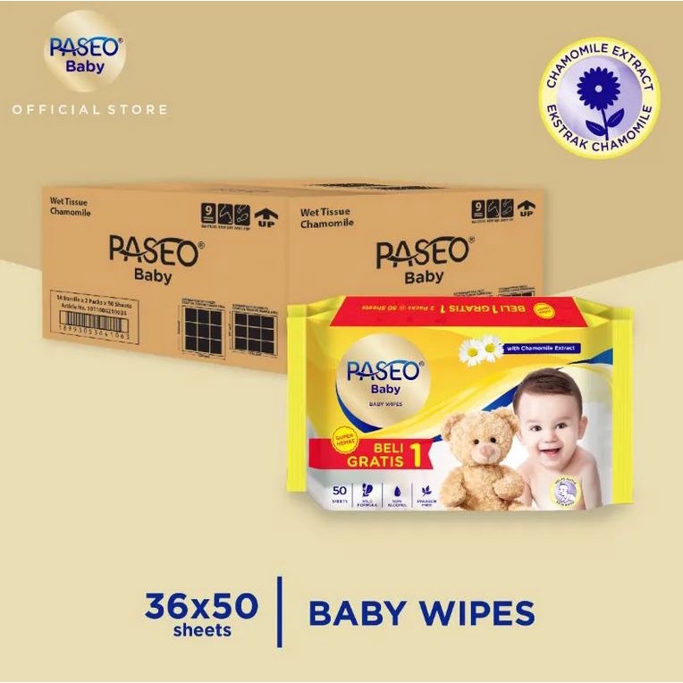 Tissue Basah Paseo Baby Wipes Gazette Chamomile 50 Sheets