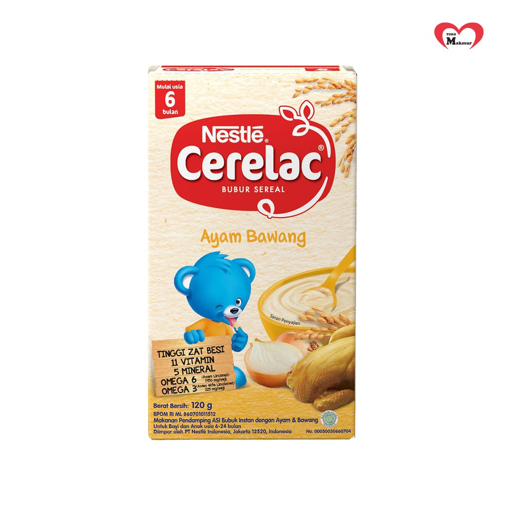 Cerelac Apel Jeruk Pisang / Ayam Bawang / Beras Merah / Kacang Hijau / Tim Ayam Sayur / Pisang 120gr  / Toko Makmur Online