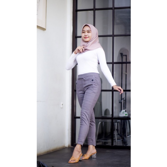 celana baggy pants wanita K2 twill combade ukuran fit L dan Jumbo