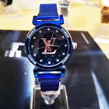 Jam Magnet / Jam Tangan Wanita Rantai Magnet FREE BATERAI LV Permata / Jam LV