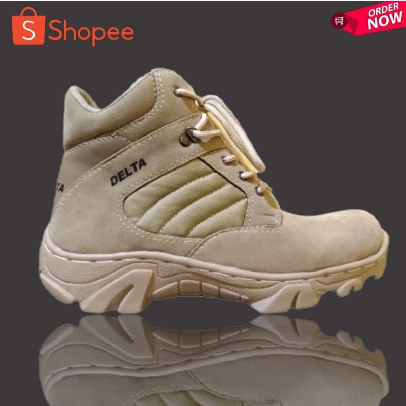 Sepatu pdl delta Tactical Safety ujung besi satpol pp touring outdor tinggi 6inchi