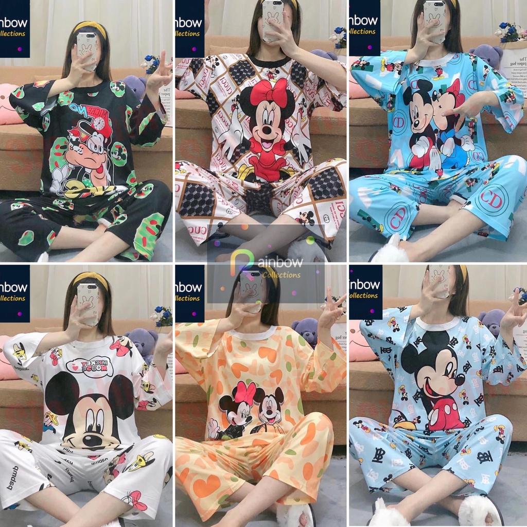 NEW Setelan Oversize 8/9 /Baju Tidur Dewasa CP /Bahan SPANDEK Import motif BIGSIZE