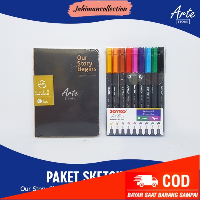 

✨ BISA COD ✨ PAKET SKETCH BOOK (Our Story Begin A6 dan Drawing Pen Set)