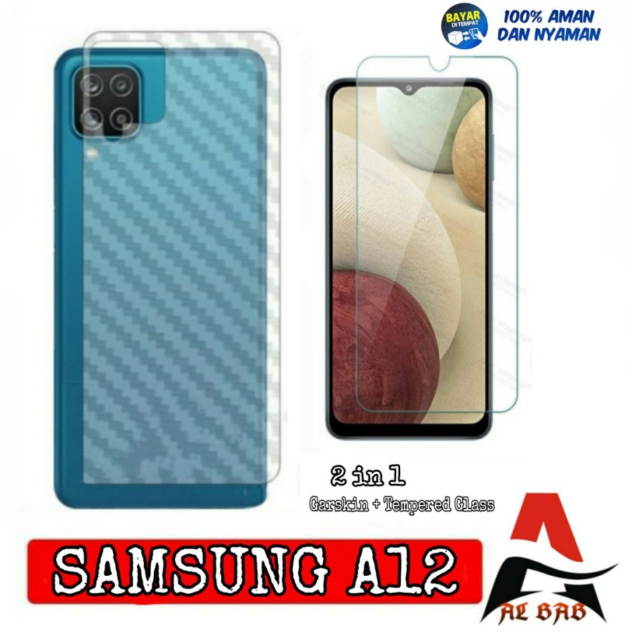 Tempered Glass SAMSUNG A12 Screen Protection Bonus Garskin SAMSUNG A12