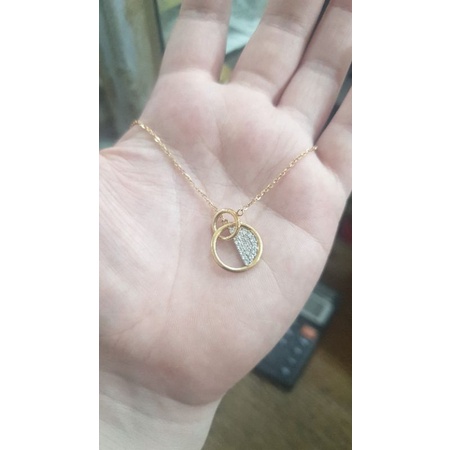 kalung hwt ring bulat kotak emas asli 375 8k permata putih gold emas asli 375 8k murah