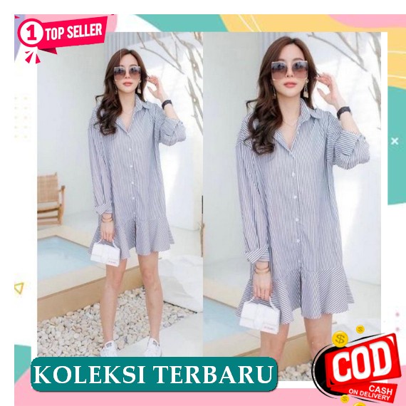 Gaun Pesta Wanita Dress Party Mewah Elegant Baju Bridesmaid Pengiring  Midi Dress Tunik Rempel Strip