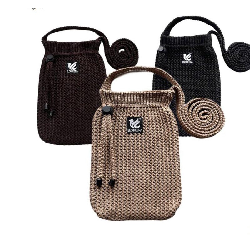 tas selempang rajut serut