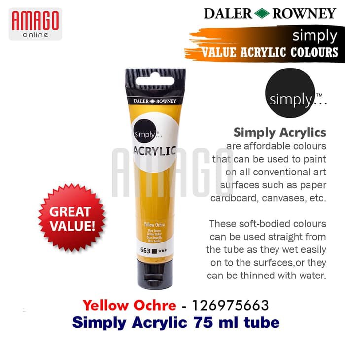 DALER-ROWNEY - SIMPLY ACRYLIC PAINT 75 ML - YELLOW OCHRE - 126975663