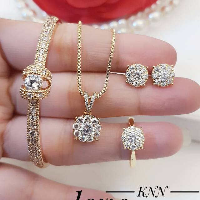 Xuping set perhiasan lapis emas 24k 2722f