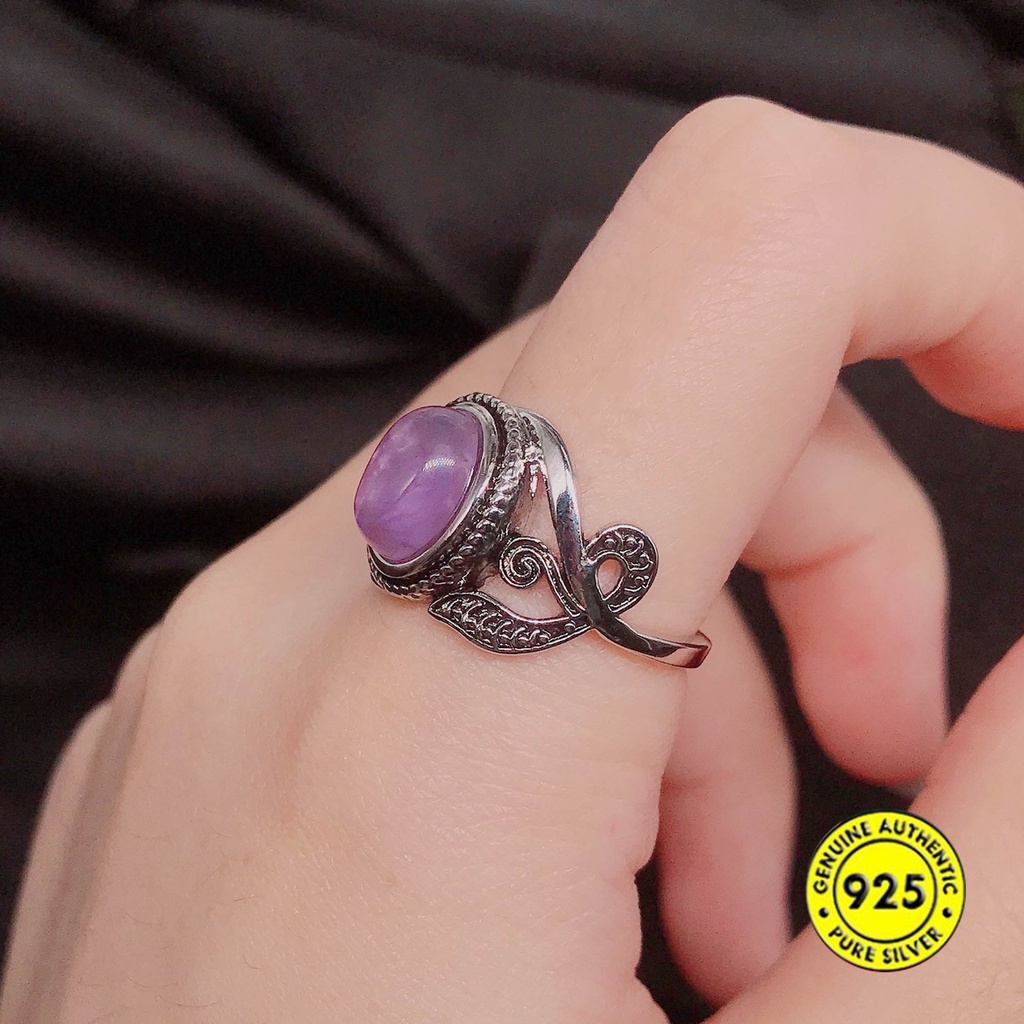 Cincin Berlian Imitasi Amethyst Bahan S925 Silver Untuk Perhiasan