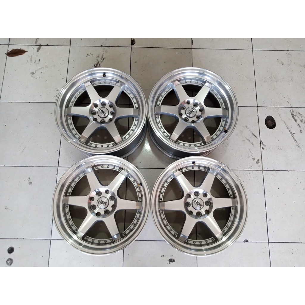 Velg Mobil racing Bekas Hsr Borgo Ring 17 Celong Lebar 7,5/8,5 Et40/35 silver Buat Jazz Mobilio Avan
