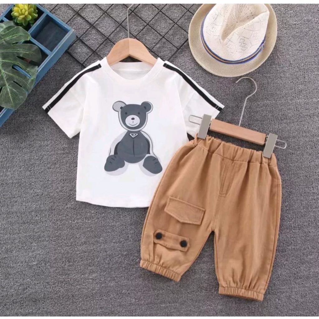 PROMO SETELAN BAJU ANAK ANAK BAJU ANAK SETELAN ANAK LAKI LAKI DAN PEREMPUAN SETELAN BEAR KANTONG 1-5 TAHUN BAJU ANAK /ATASAN ANAK PAKAIAN ANAK HARGA GROSIR