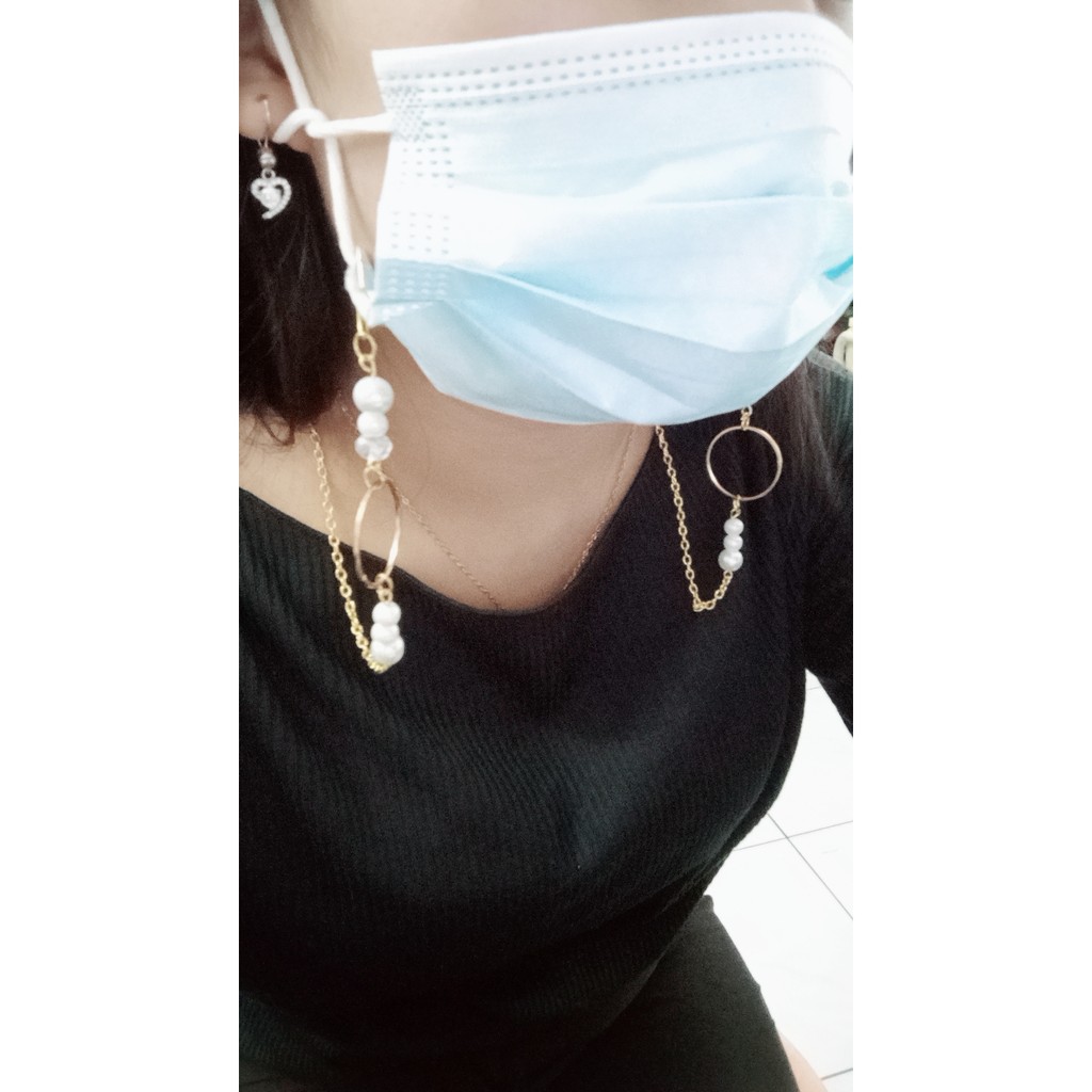 Strap Masker korea Kalung Masker Mutiara Rantai Masker Korea Kalung Masker Korea Tokopelanginicer