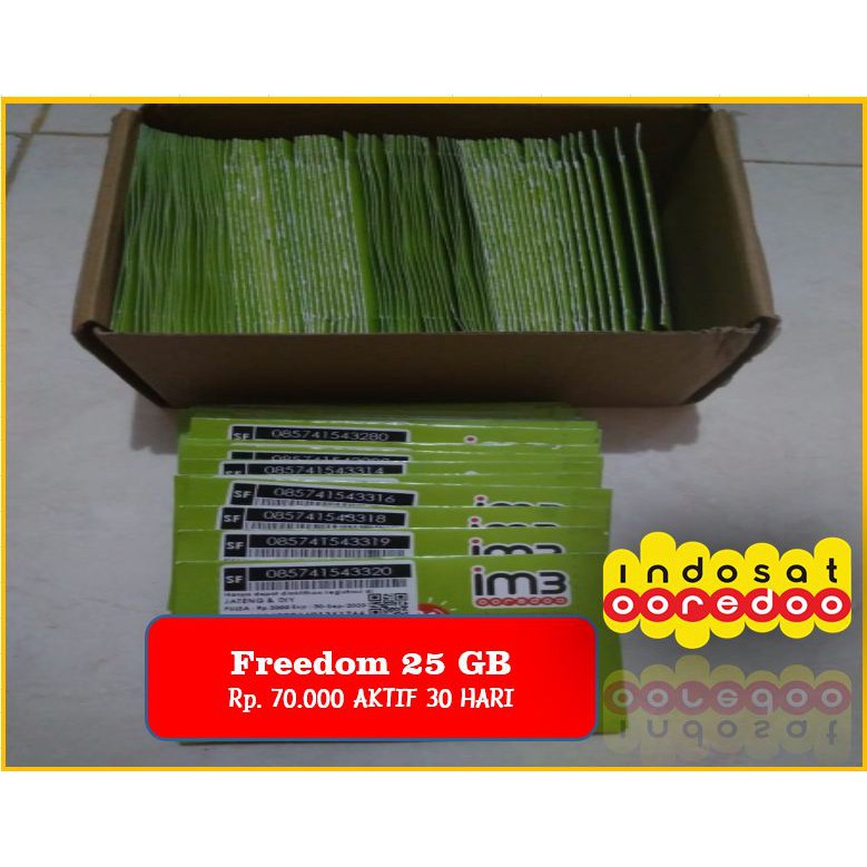 PAKET FREEDOM INTERNET INDOSAT 25 GB 24 JAM BUNDLING KARTU PERDANA
