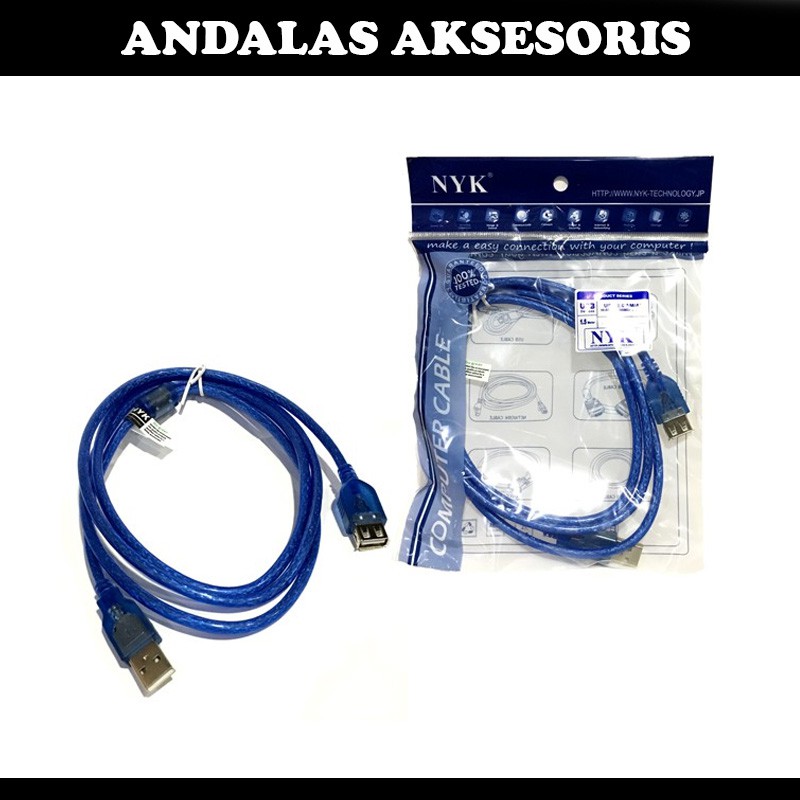 KABEL EXTENTION PERPANJANGAN USB BIRU TRANSPARANT 1,5M METER USB 2.0