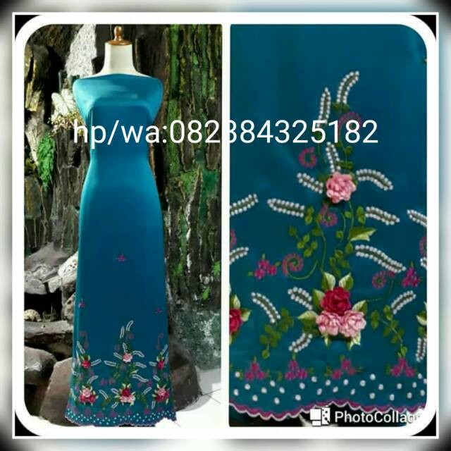 Bahan/bakal baju gamis bordir timbul manual bukittinggi