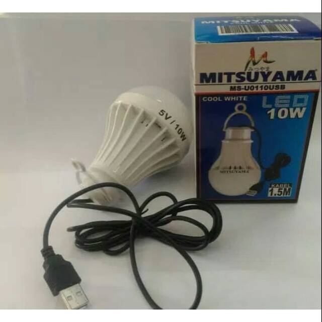 Bohlam Lampu LED USB 10Watt Mitsuyama 10W kabel 1.5meter