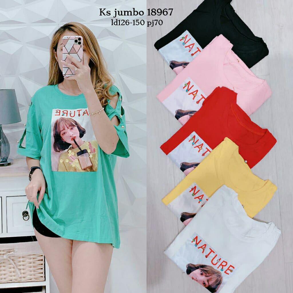 Nature Kaos Jumbo Wanita Bahan Katun Allsize - 18967