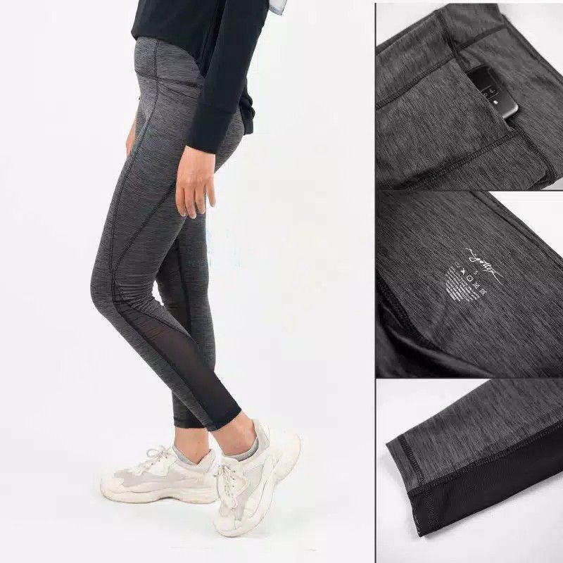 Legging Sport Gottex Charcoal Grey with mesh (variasi jaring)