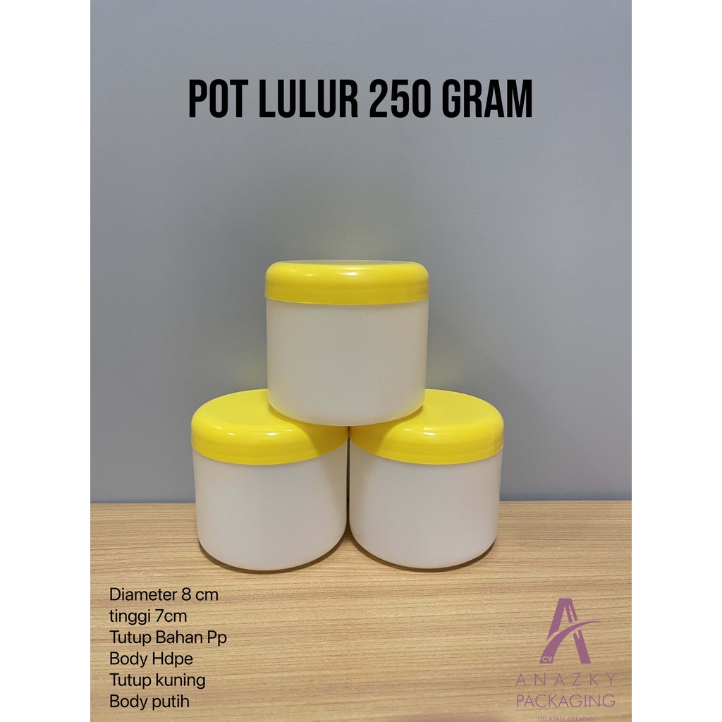 POT LULUR 250 GRAM TINGGI KUNING PUTIH (KEMASAN 12 PCS @Rp 3100)