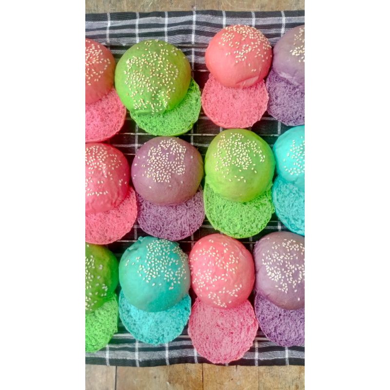 

Roti Burger Warna / Pelangi 12 cm