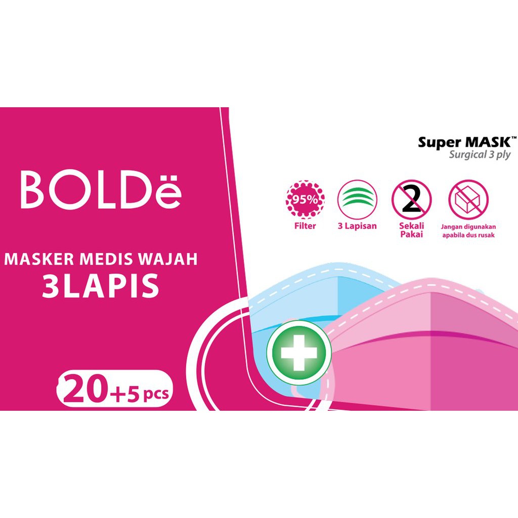 Super MASK Surgical Masker Medis  3 Ply Anti Bakteri ( 25 pcs ) Original BOLDe