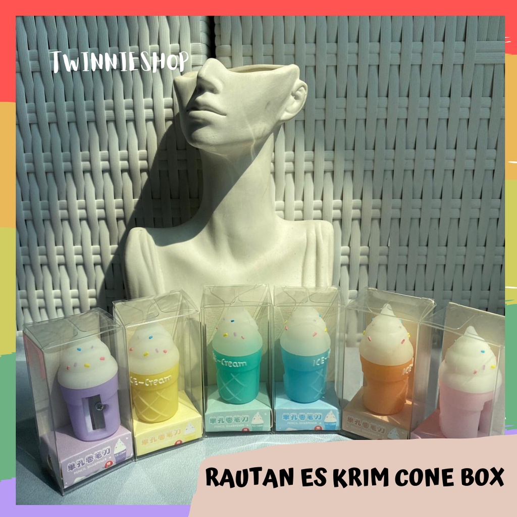 

RAUTAN ES KRIM CONE MEWAH FREE BOX MIKA BENING TRANSPARAN SHARPENER SERUTAN UNIK BISA UNTUK SOUVENIR PAJANGAN HIASAN WARNA PASTEL LUCU UNIK PINK UNGU