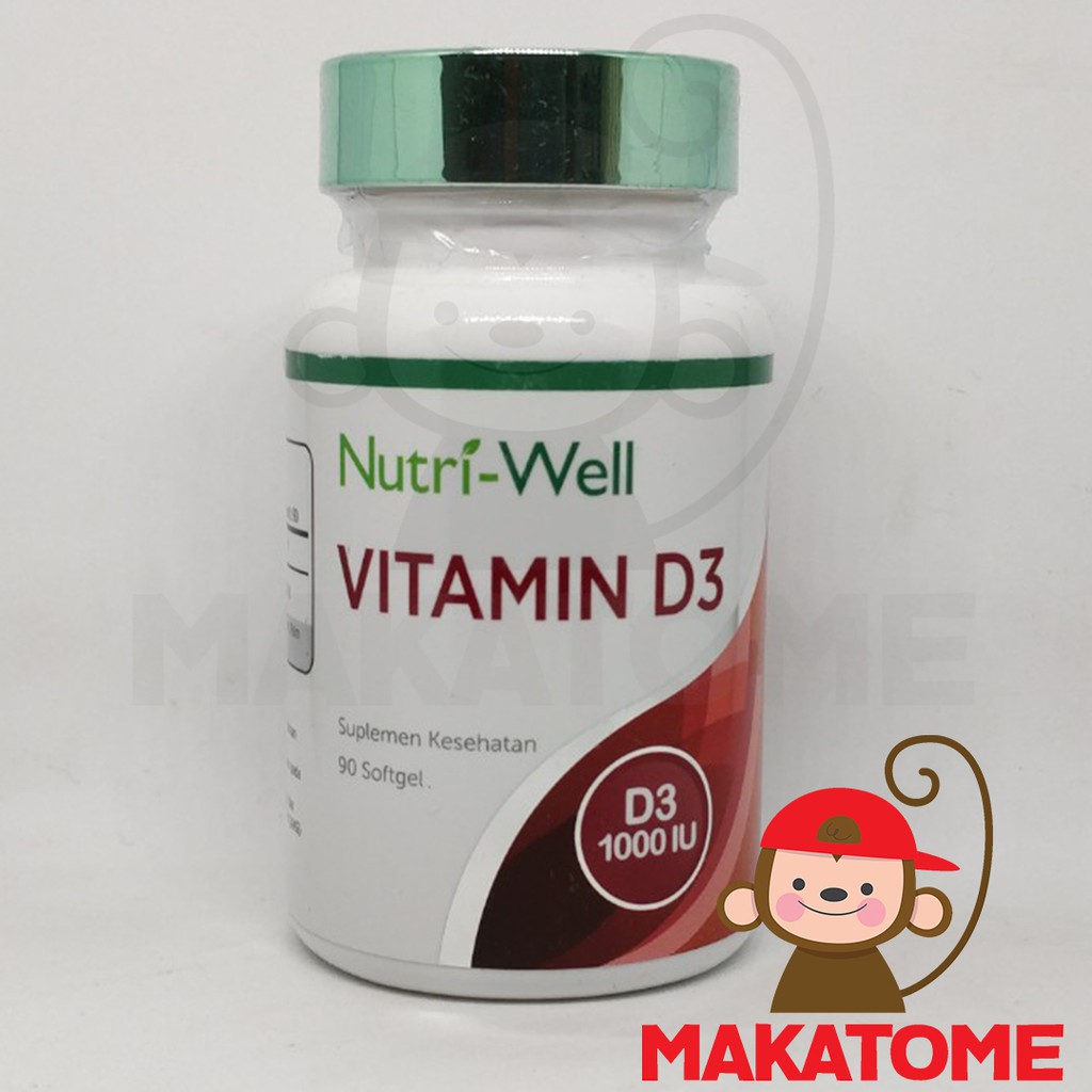 Nutriwell Vitamin D3 1000 IU 90 softgel nutri well 1000IU D 3 D-3 suplemen immune imun 1.000 1,000