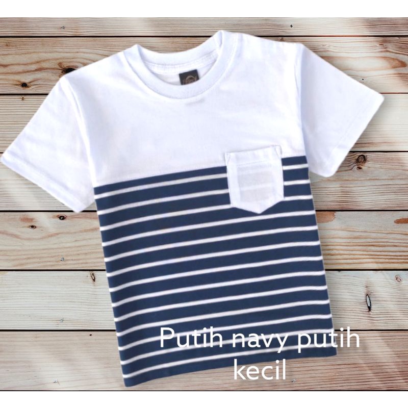 kaos kombinasi polos salur poket