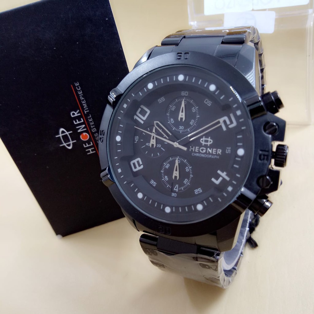 Hegner 1656 - Jam Tangan Pria Formal Murah - Anti Air - Full Stainless - Chrono Aktif - Original