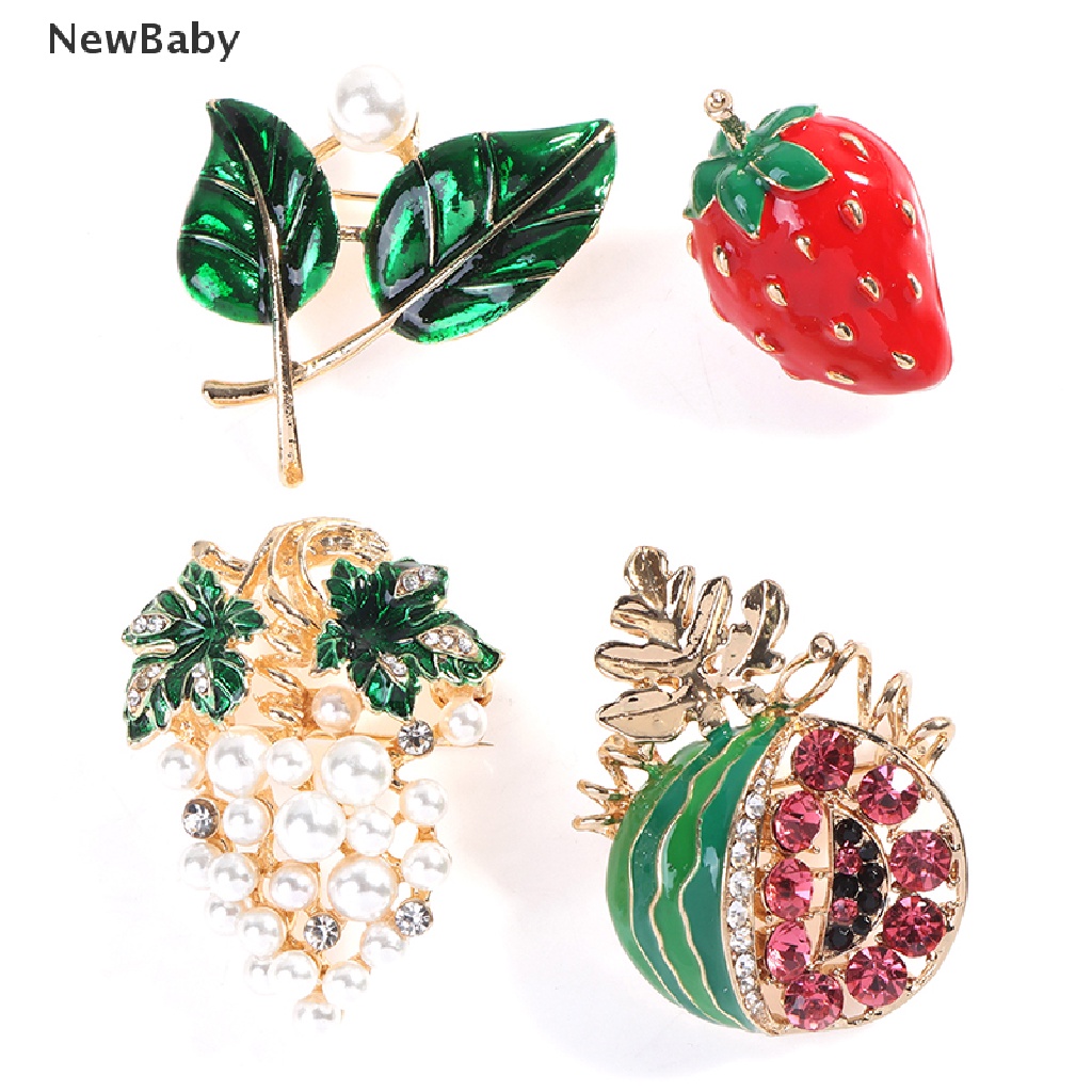 Newbaby 1PC Bros Pin Alloy Desain Buah Hias Mutiara Untuk Wanita
