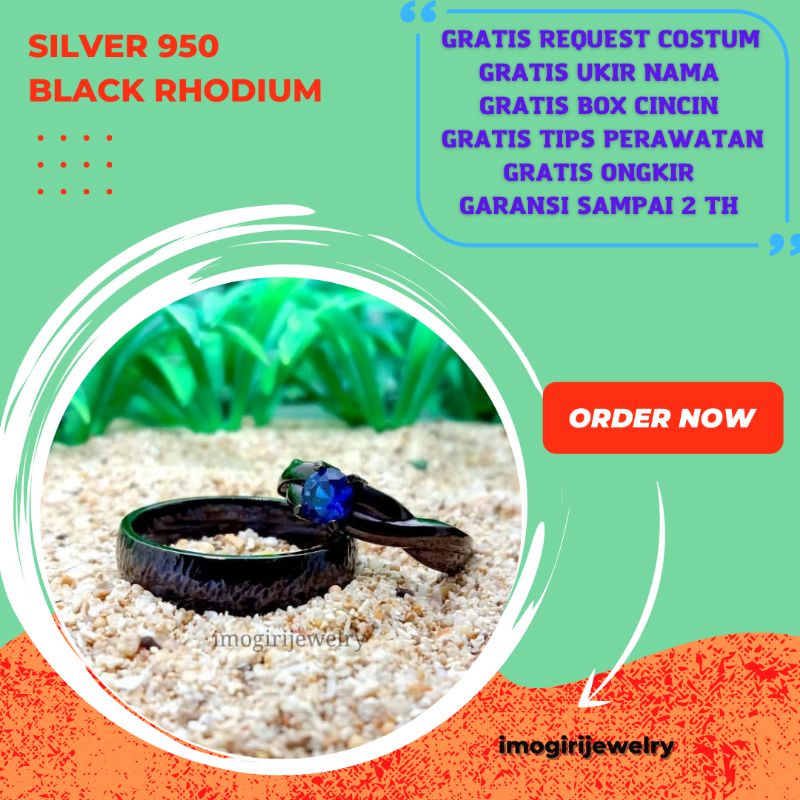 Cincin Silver Couple Black Rhodium
