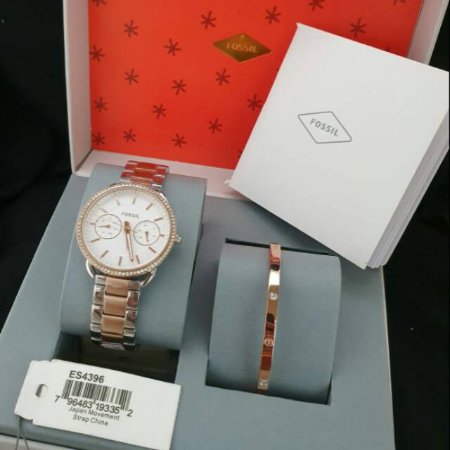 JAM TANGAN Wanita FOSSIL ES 4396 PLUS GELANG KUALITAS ORIGINAL