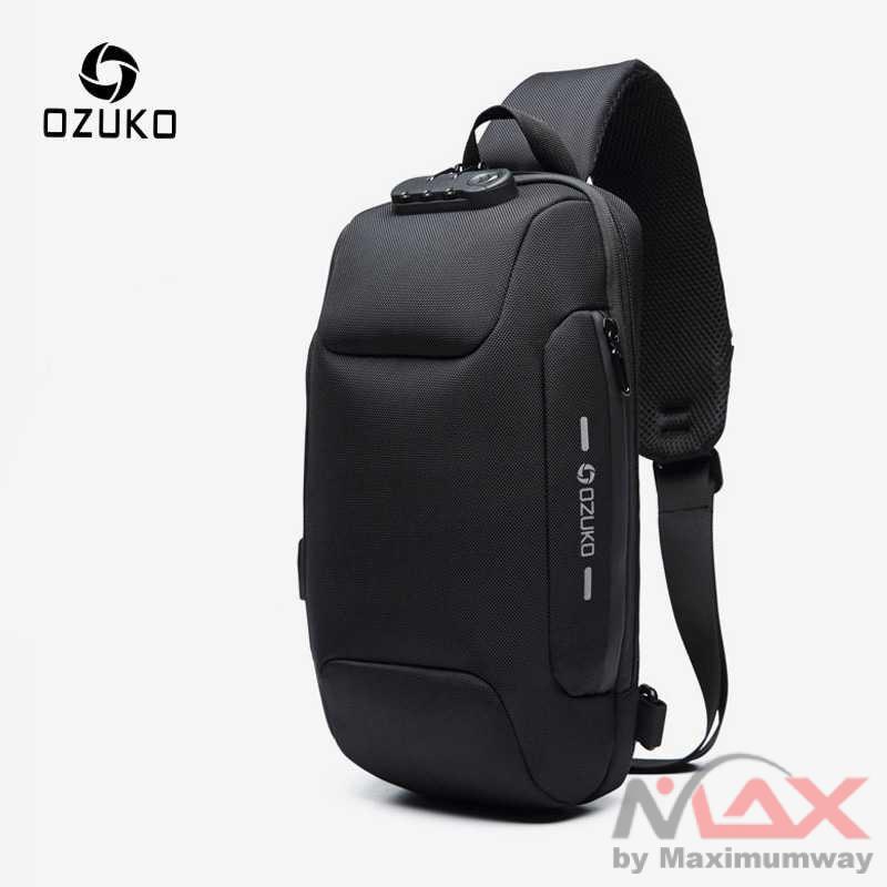 Tas Selempang Bag Build in kunci gembok Coded Lock with USB Charger Port pria wanita kerja kampus