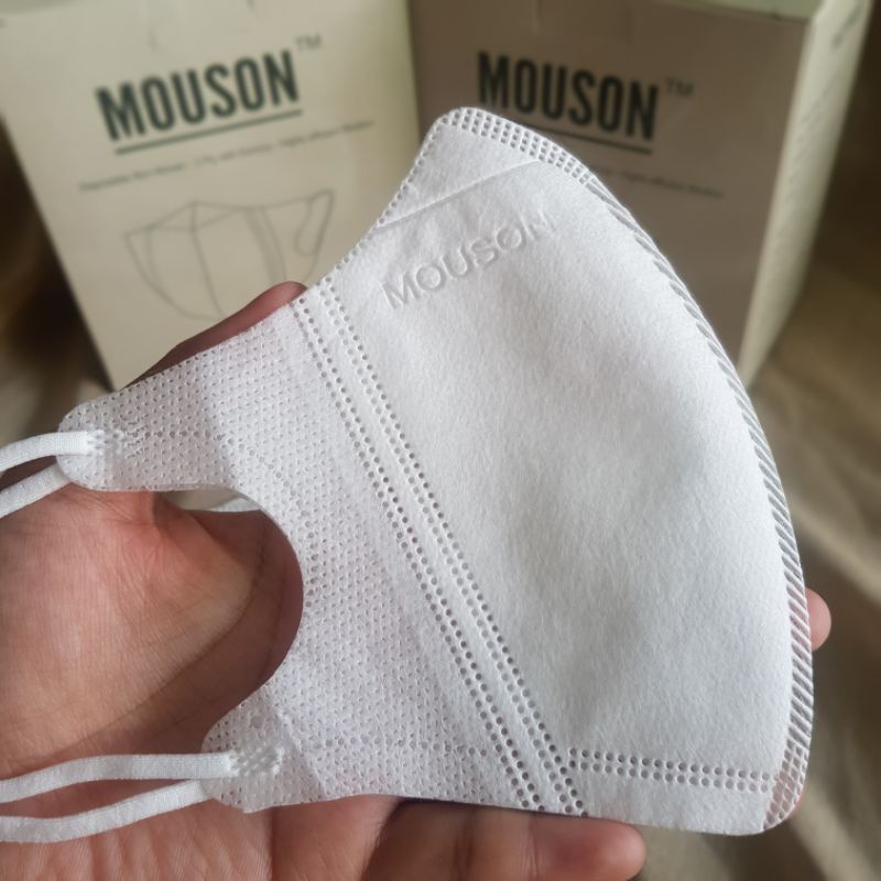 MASKER DUCKBILL GARIS TERBARU EMBOSS MOUSON / MASKER MOUSON DUCKBILL TERBARU  PUTIH